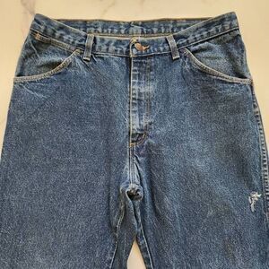 UniFirst men's heavy 100% cotton dark blue denim work jeans 36x31